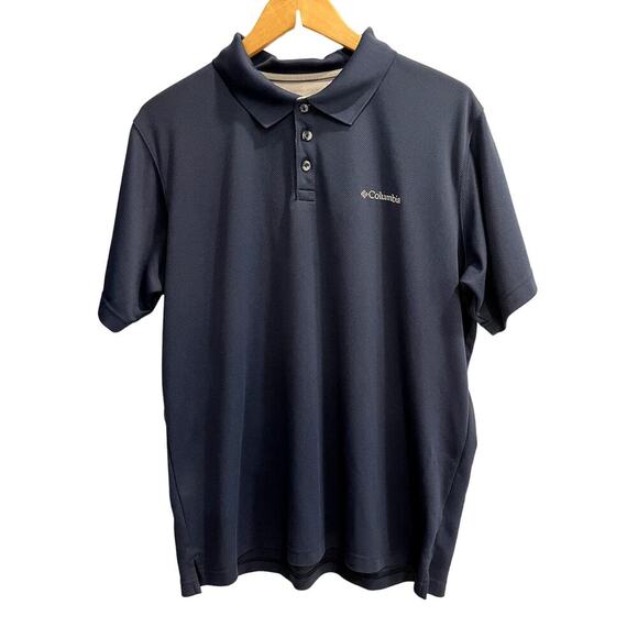Columbia Navy Blue Collared Polo Style Wicking Shirt Size Large L - Picture 1 of 4
